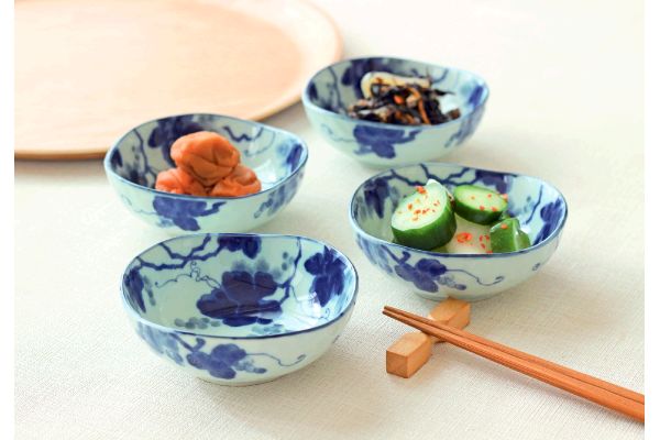 [美濃焼]藍染ぶどうタレ鉢