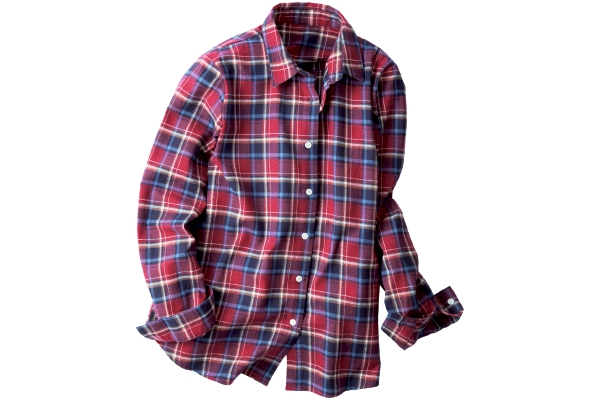 着心地やわらか綿100％フランネルシャツ Ｍワイン