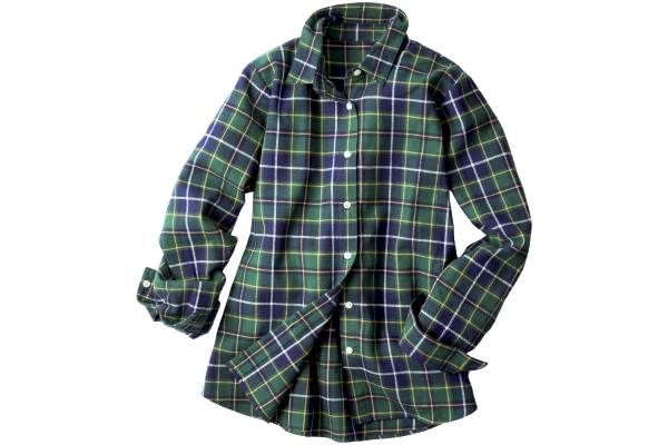 着心地やわらか綿100％フランネルシャツ Ｍグリーン