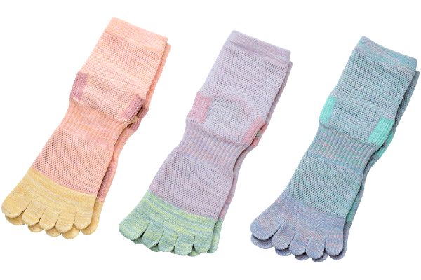 アクティブレインボー５本指ソックス（３色組　22〜25ｃｍ） パステルカラー