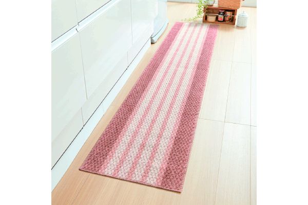 泉州産キッチンマットピンクボーダー
