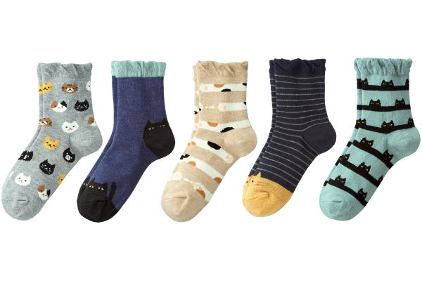 口ゴムゆったりあっちこっちねこ靴下