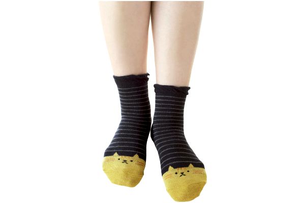 口ゴムゆったりあっちこっちねこ靴下