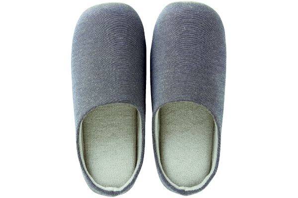つま先上がりのシャンブレースリッパ　ブルーグレー Ｌ（25〜27.5cm）