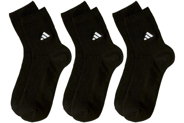 ［アディダス］ブラック刺繍ソックス （３足組）２１〜２３ｃｍ