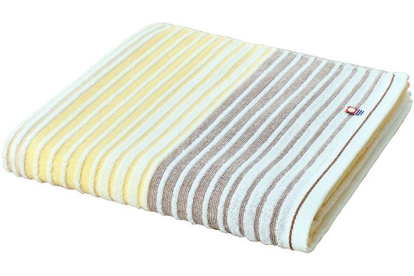 ［今治タオルブランド］バスタオル ビビットボーダー１枚　ブラウン