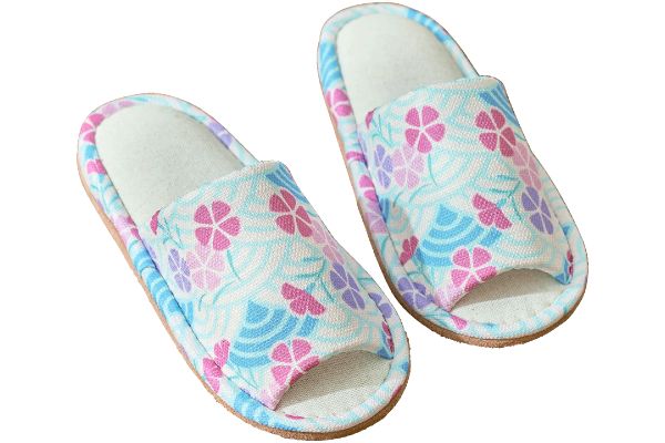 洗える麻混スリッパ青海波柄 アイボリー　Ｍ