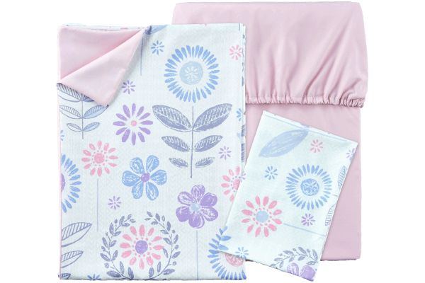 乾きやすい布団カバー3点セット （シングル）フラワー　ピンク