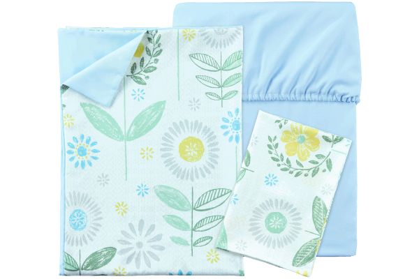 乾きやすい布団カバー3点セット （シングル）フラワー　グリーン