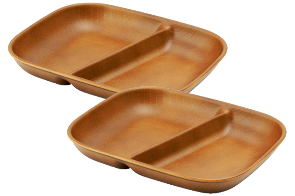 レンジで使える木目調ランチプレート　ライトブラウン