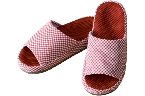 ドライフィットスリッパ　チェック レッドＭ（23〜25ｃｍ）