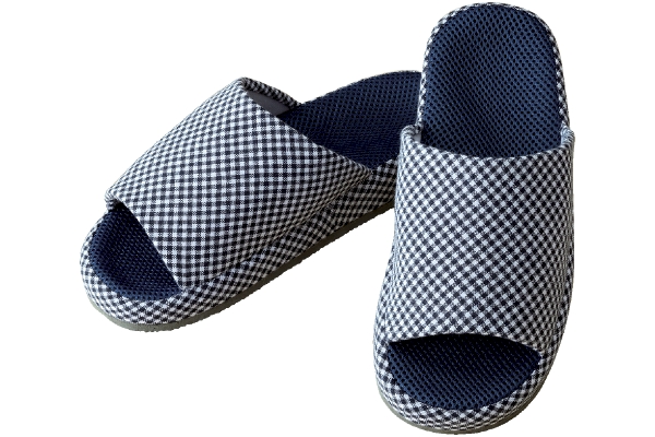 ドライフィットスリッパ　チェック ブルーＬ（25.5〜27ｃｍ）