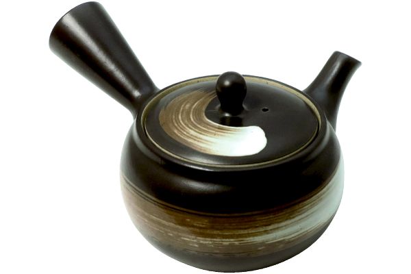 茶葉が捨てやすい茶カゴ急須　白刷毛目