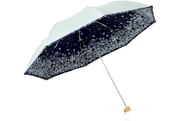 ＵＶ晴雨兼用折傘 （シルバー／サクラ）ネイビー