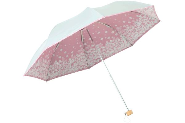 ＵＶ晴雨兼用折傘 （シルバー／サクラ）ピンク