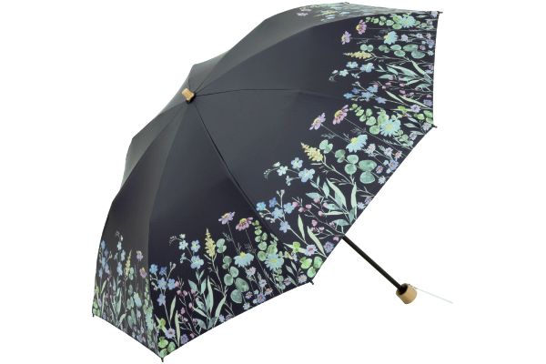 ＵＶ遮熱遮光折傘 ボタニカル （晴雨兼用）ネイビー