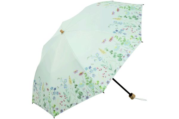 ＵＶ遮熱遮光折傘 ボタニカル （晴雨兼用）ブルー