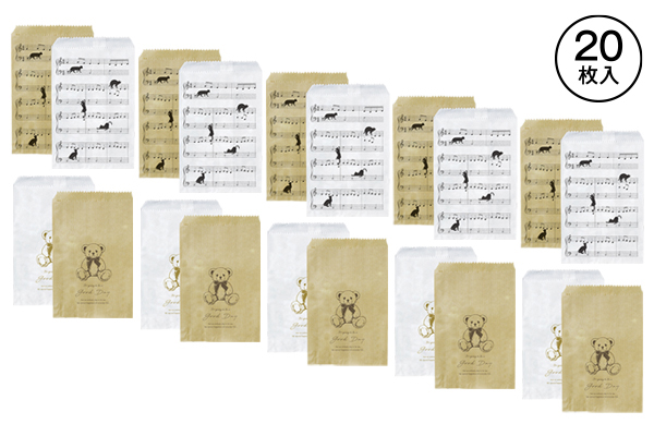 平袋（テディベア・メロディーキャット）