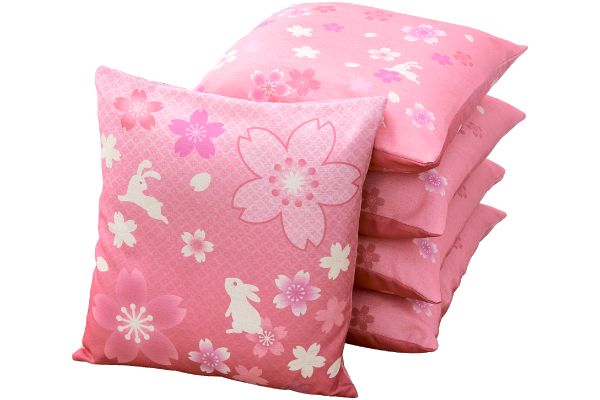 座布団カバー　桜と兎