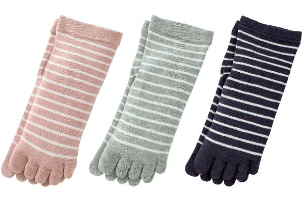 匠の技こだわり　綿の5本指ボーダーソックス