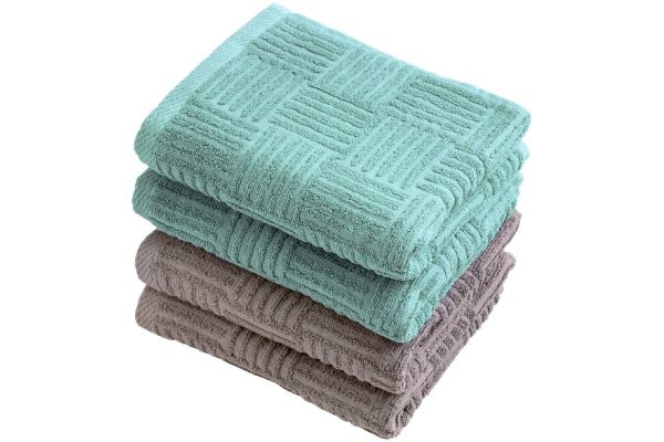 ホテルタイプフェイスタオル（２色４枚組） セルリアン＋ココア