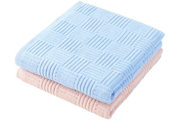 ホテルタイプバスタオル（２色組） ソフトピンク＋サックス