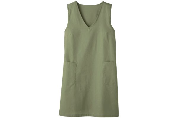 デイリーコットンVネックジャンスカ Ｍカーキ