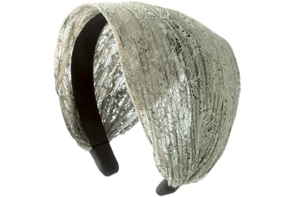 大人のレースカチューシャ グレージュ