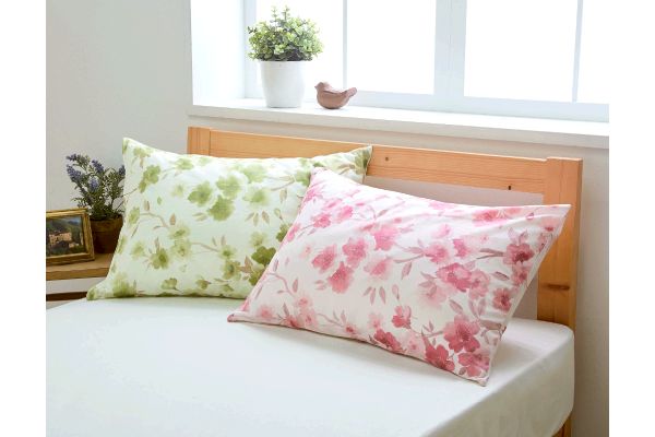 国産　綿100％枕カバー　さくら （2色組）43×63ｃｍ