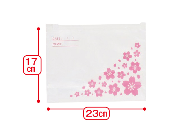 冷凍・冷蔵スライドジッパー保存袋 （サクラ柄）Mサイズ　40枚