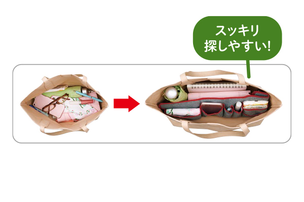 自由自在！サイズが変わるバッグインポケット