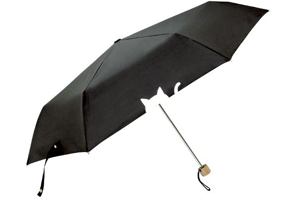 晴雨兼用折りたたみ傘　傘と猫 ブラック