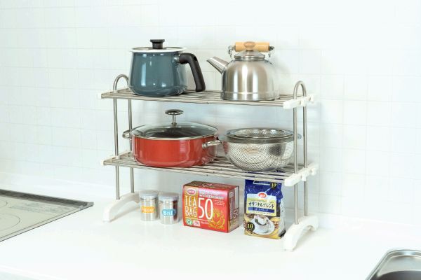 スライド伸縮式ステンレス整理棚