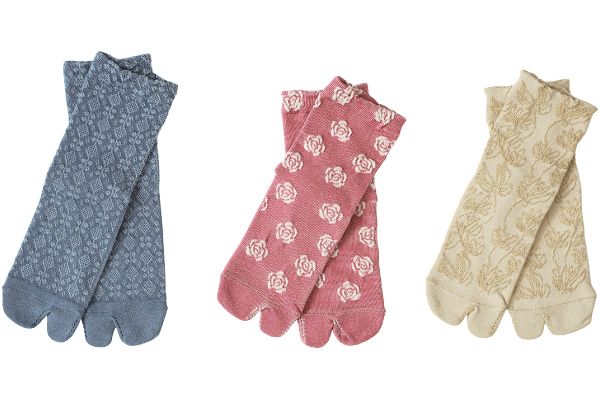 肌コットン足裏メッシュタビ型ソックス