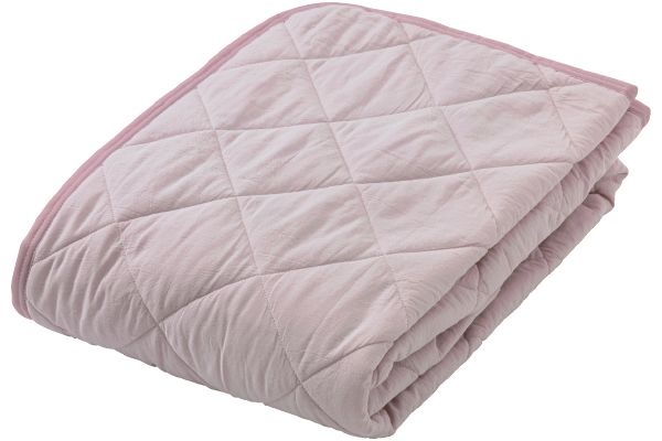 オーガニックコットン使用　洗いざらし綿素材敷きパッドシングル １００×２０５ｃｍピンク