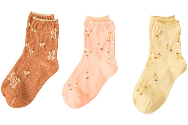 肌コットンフラワーソックス