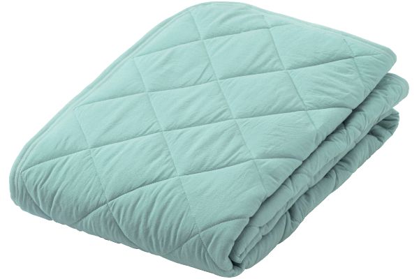 オーガニックコットン使用　洗いざらし綿素材敷きパッドシングル １００×２０５ｃｍミント