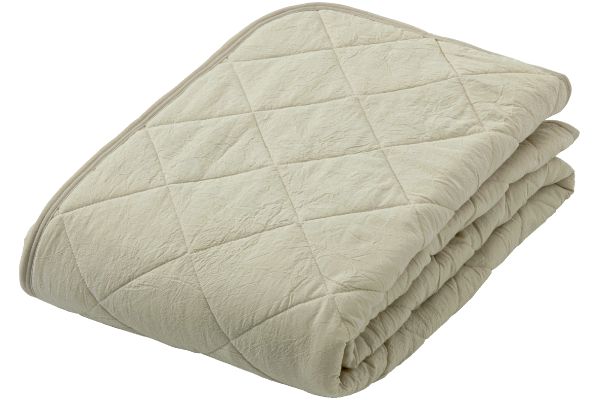 オーガニックコットン使用　洗いざらし綿素材敷きパッドシングル １００×２０５ｃｍベージュ