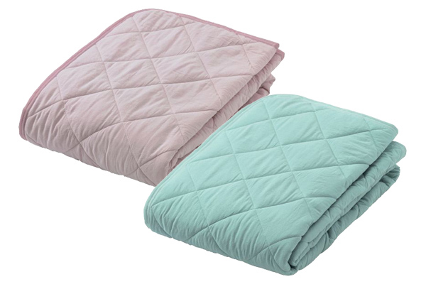 オーガニックコットン洗いざらし綿素材敷パッドシングル２色組 １００×２０５ｃｍピンクミント