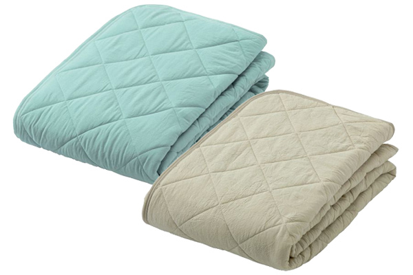 オーガニックコットン洗いざらし綿素材敷パッドシングル２色組 １００×２０５ｃｍミント・BE