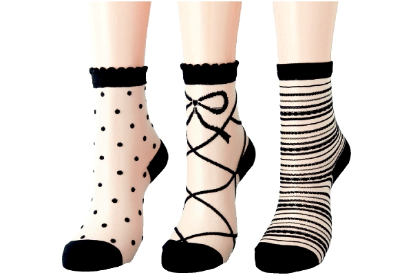 エレガントシースルーソックス（3柄組　22〜25ｃｍ）