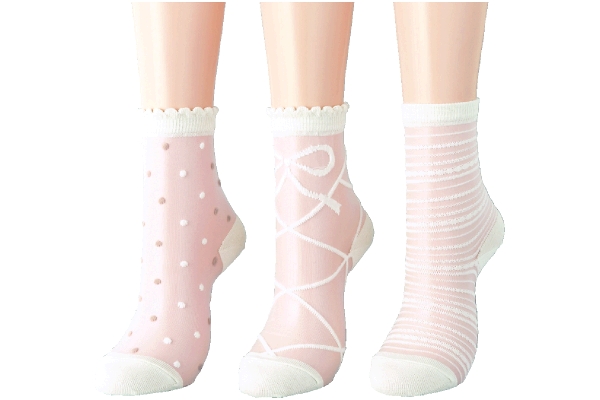 エレガントシースルーソックス（3柄組　22〜25ｃｍ）