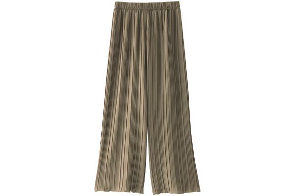 シワになりにくいワイドパンツ Mカーキ