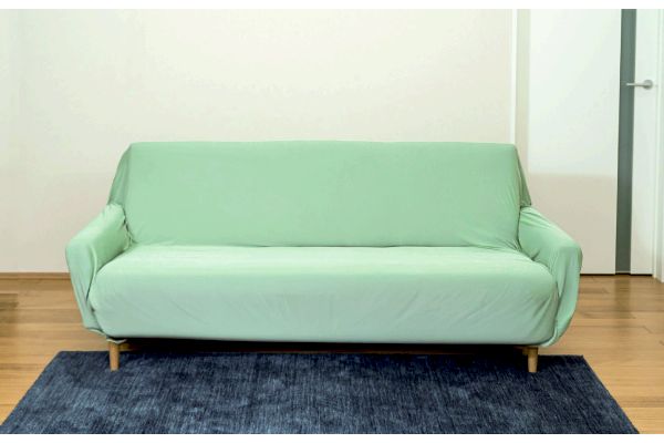 さらさら生地のソファカバー肘付 ３人掛けグリーン