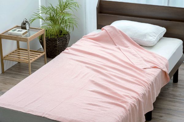 【ネット限定】綿100％やさしい肌心地タオルケット　　ピンク　