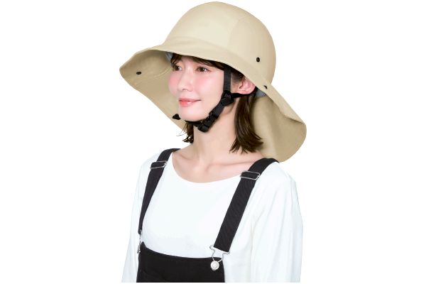 おしゃヘル　ヘルメット・ツバ広サファリハット ベージュ