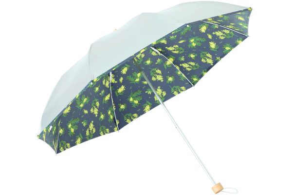 ＵＶ晴雨兼用折傘 （シルバー／ミモザ）ネイビー
