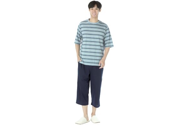 綿混ボーダーホームウエア（メンズ）