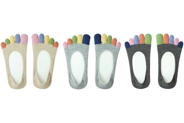 5本指カバーソックス（3色組　22〜25ｃｍ） マルチカラー