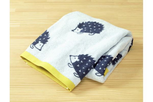 [今治タオルブランド]おでかケット ハリネズミネイビー×イエロー